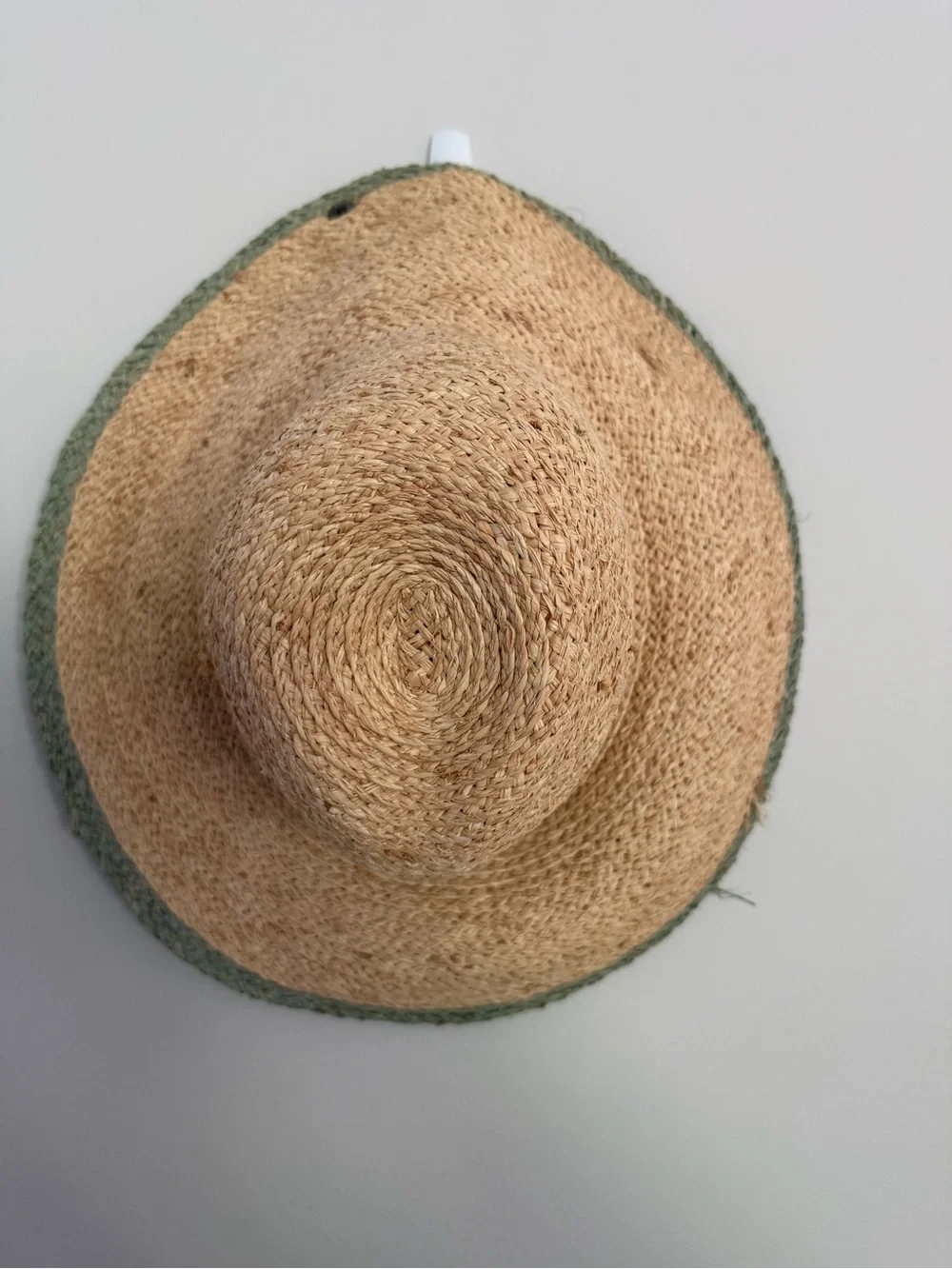 VIDA Natural Straw Hat with Sage Trim